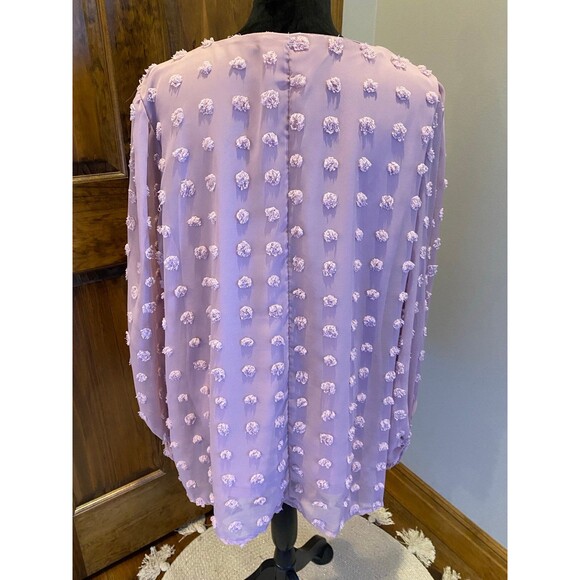 Forgotten Grace Dusty Rose Pink Long Sleeve V Neck Pokadot Size 1X Top Blouse - Picture 6 of 10